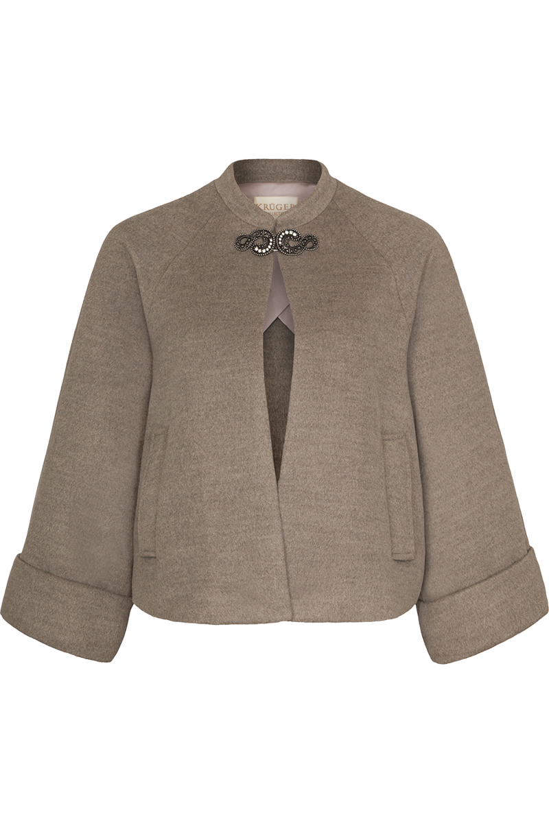 Damen Trachtenjacke im Capestil mit Schnalle taupe