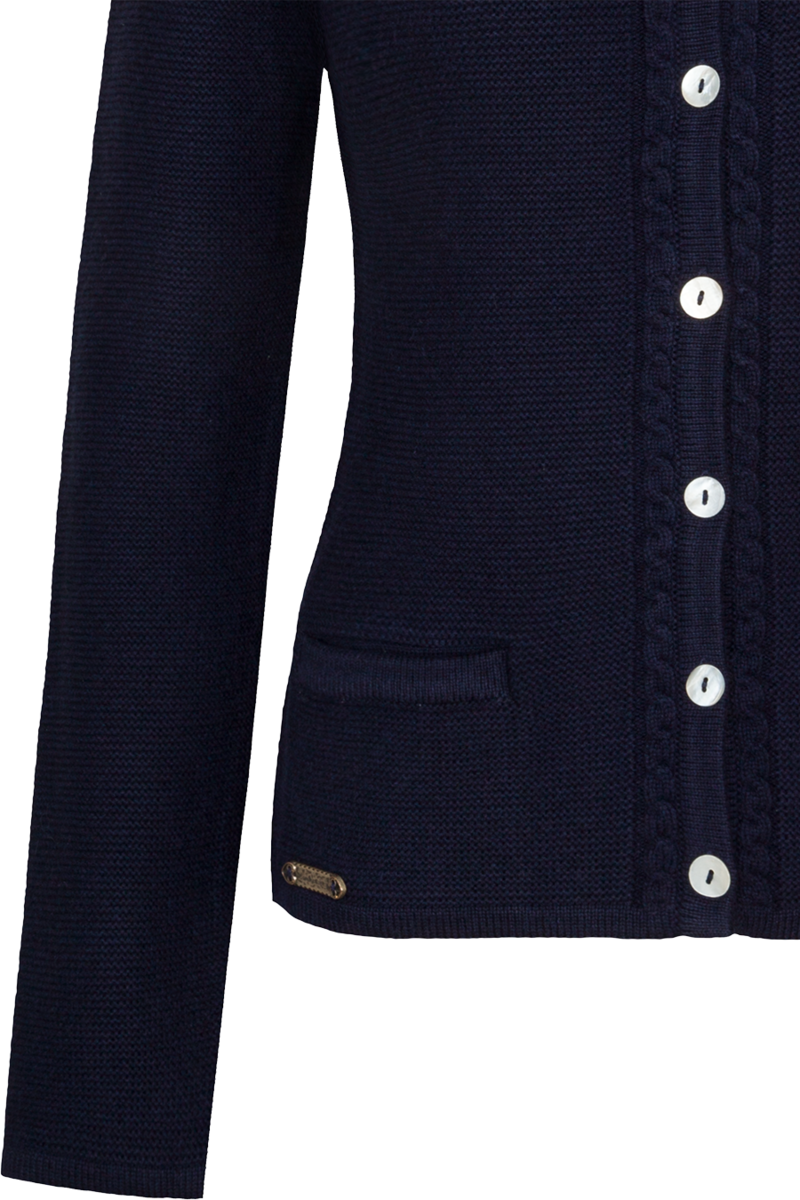 Damen Strickjacke mit Zopfstrickmuster und Perlmuttknpfen marine Bild 2