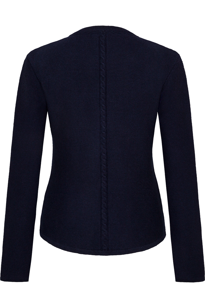 Damen Strickjacke mit Zopfstrickmuster und Perlmuttknpfen marine Bild 2