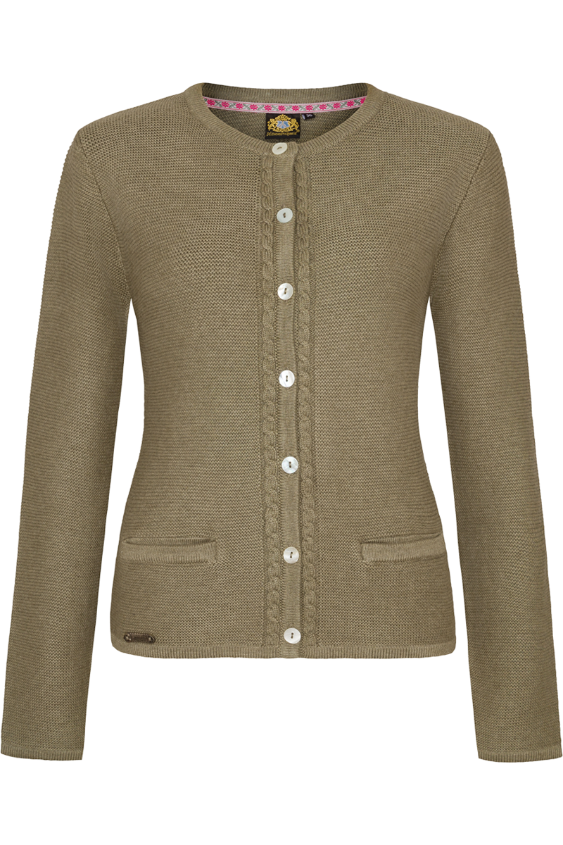 Damen Strickjacke mit Zopfstrickmuster und Perlmuttknpfen lindgrn