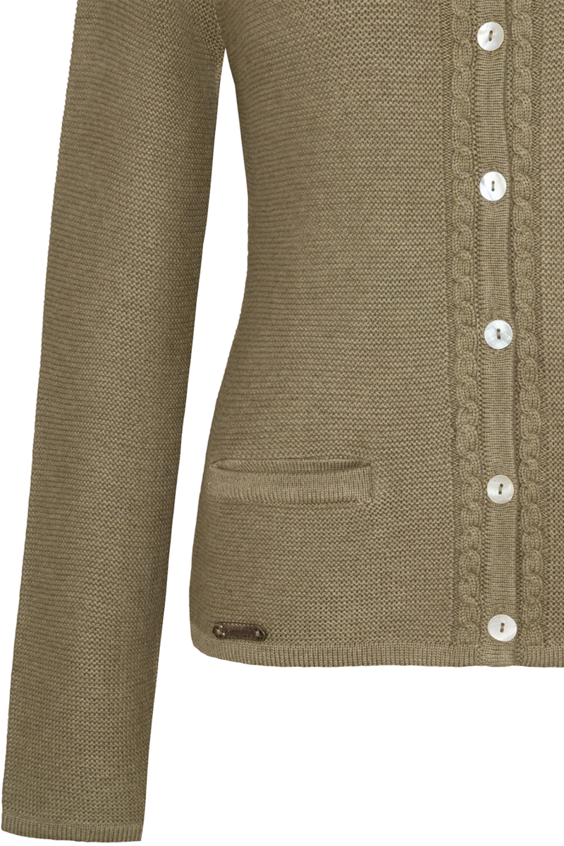 Damen Strickjacke mit Zopfstrickmuster und Perlmuttknpfen lindgrn Bild 2