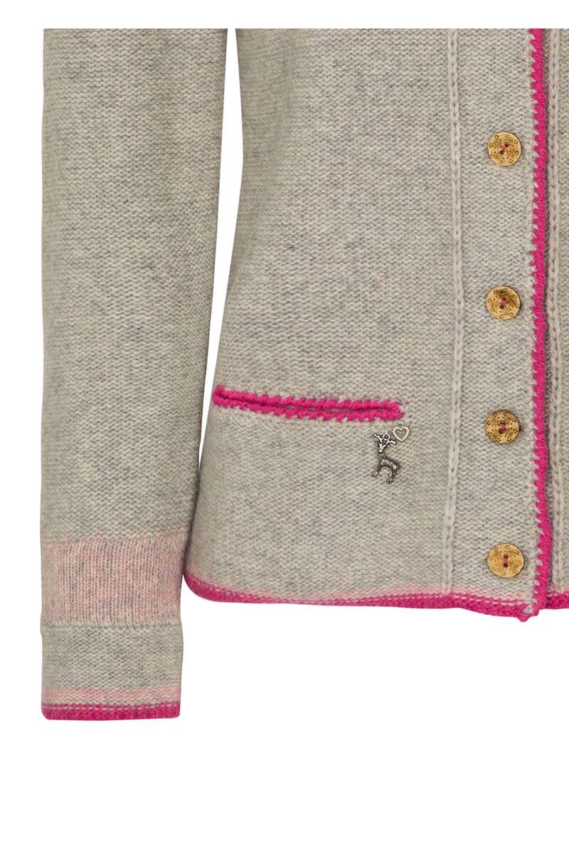 Damen Trachten Strickjacke Sibergrau Pink Bild 2