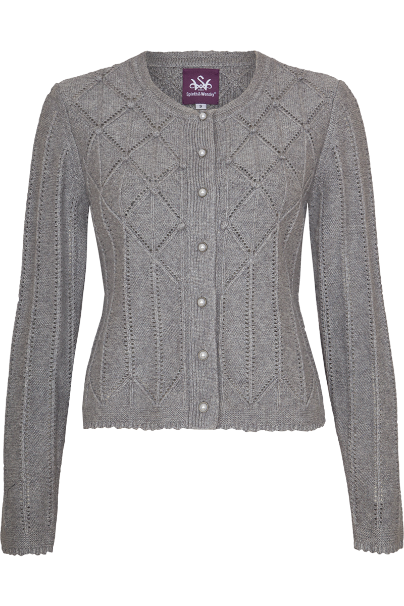 Damen Trachtenjacke mit Strickmuster mittelgrau