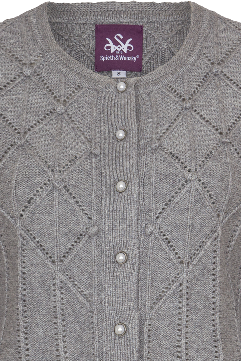 Damen Trachtenjacke mit Strickmuster mittelgrau Bild 2