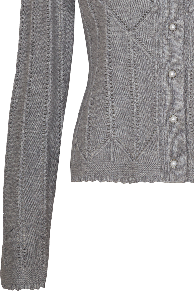 Damen Trachtenjacke mit Strickmuster mittelgrau Bild 2