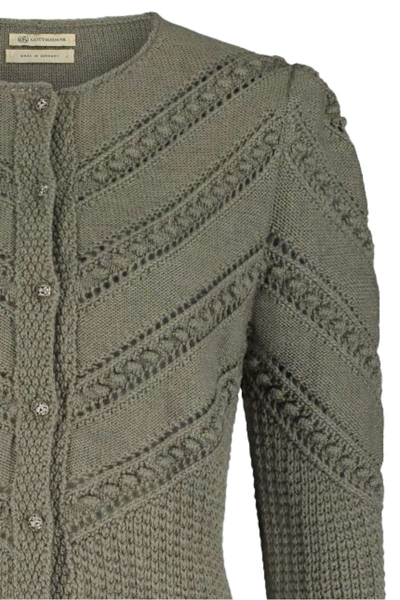 Strickjacke mit V-Lochmusterung thymian Bild 2