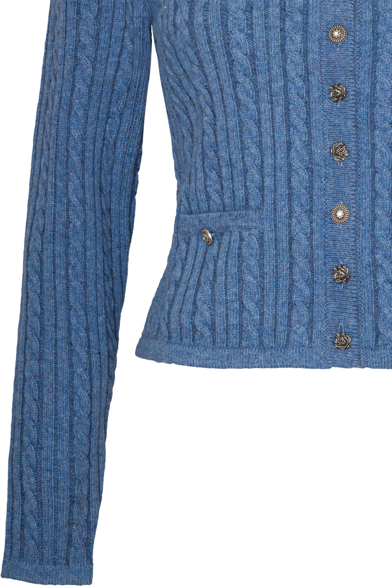 Damen Strickjacke mit Zopfmuster und Wollanteil jeansblau Bild 2