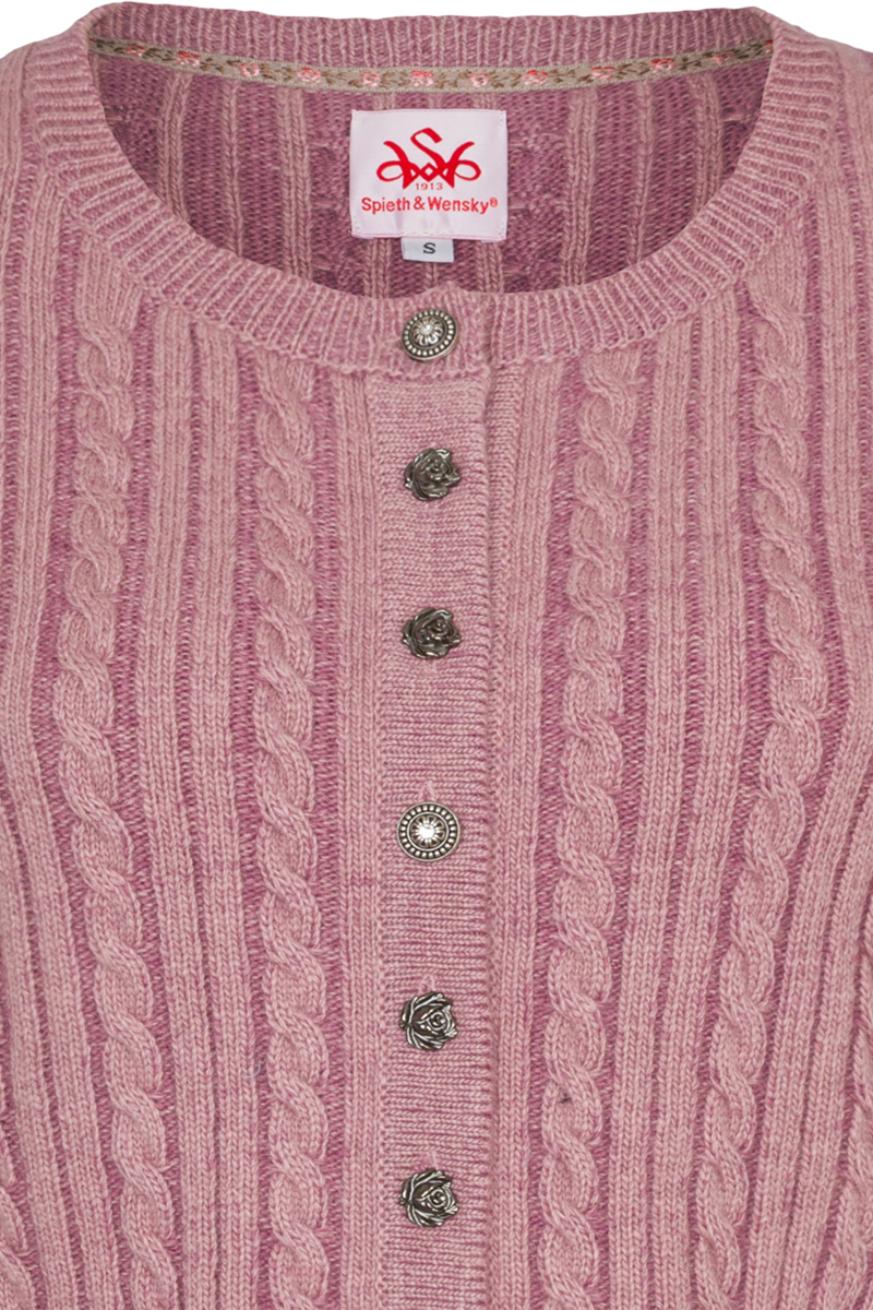 Damen Strickjacke mit Zopfmuster und Wollanteil malve Bild 2