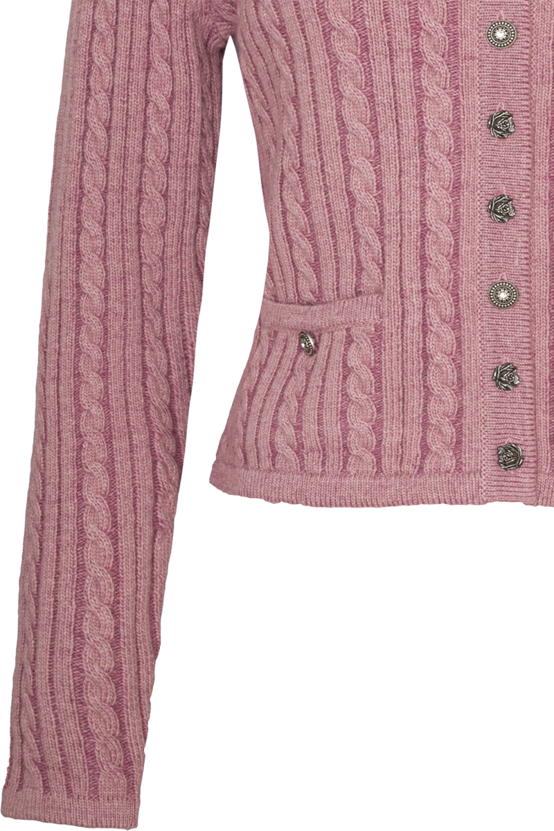 Damen Strickjacke mit Zopfmuster und Wollanteil malve Bild 2