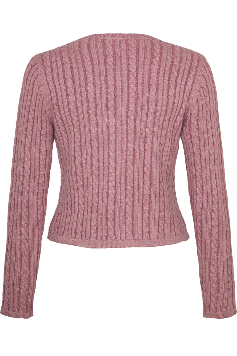 Damen Strickjacke mit Zopfmuster und Wollanteil malve Bild 2