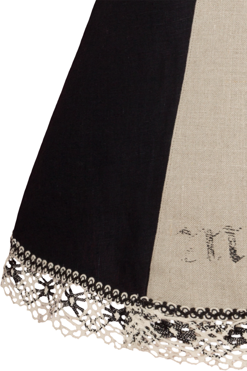 Damen Landhauskleid aus Leinen mit Schnrung schwarz/natur Bild 2