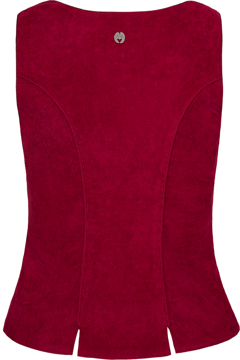 Damen Mieder aus Cord mit Blumenstickerei rot Bild 2