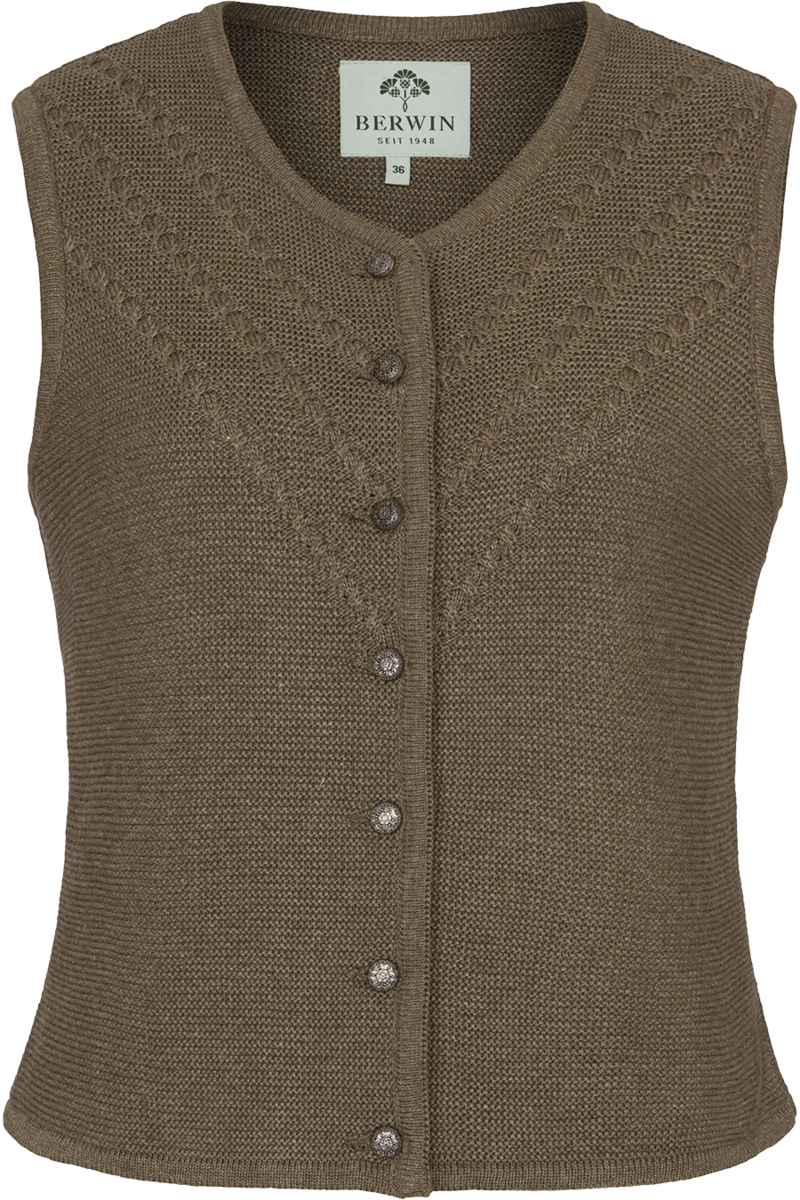 Damen Trachten Strickweste oliv