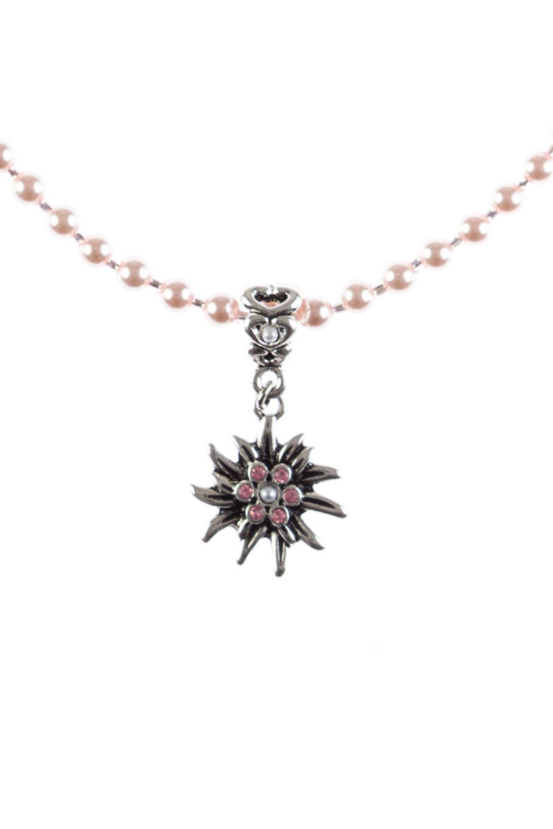Damen Perlenkette mit Edelwei-Anhnger rosa Bild 2