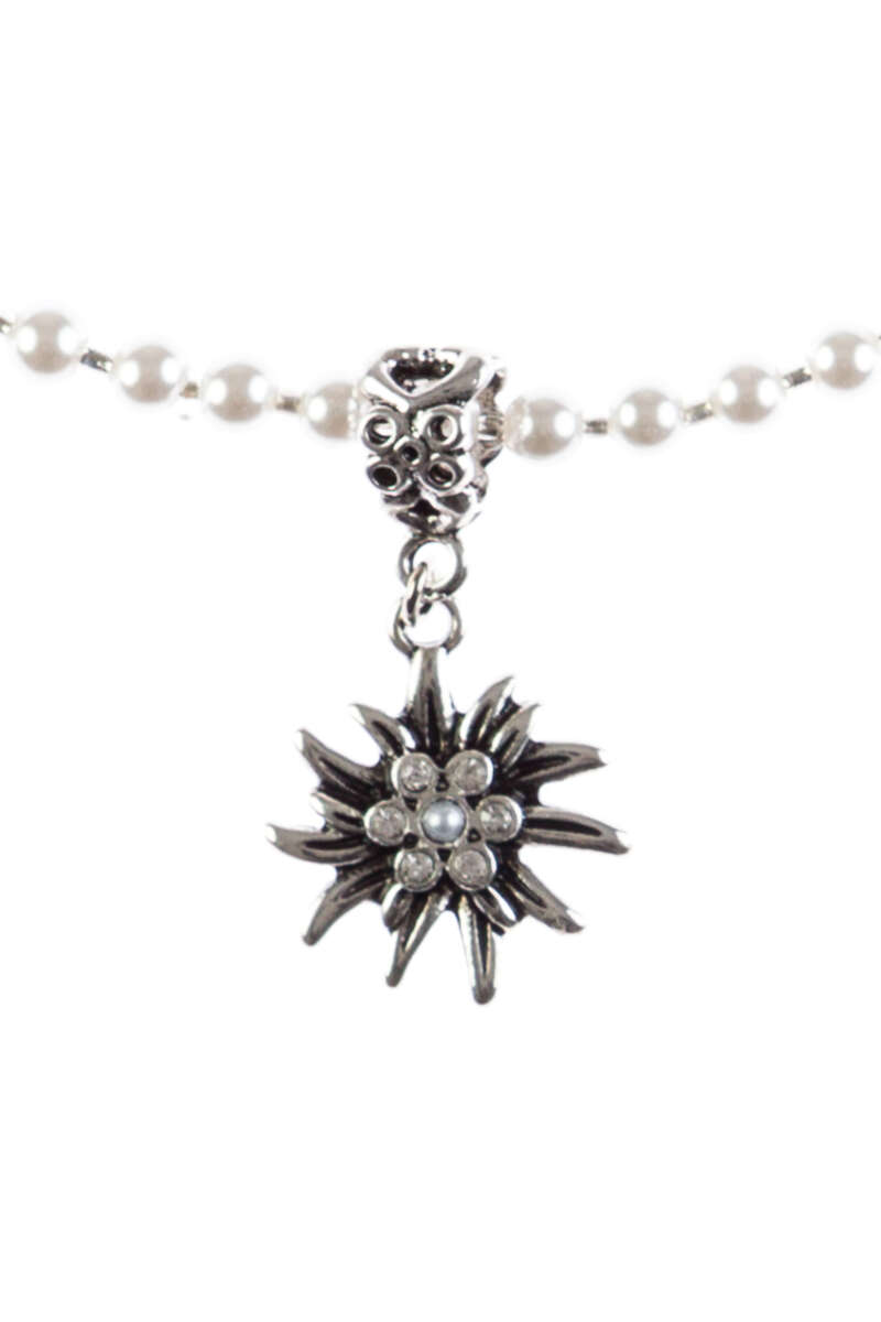 Damen Perlenkette mit Edelwei-Anhnger wei Bild 2