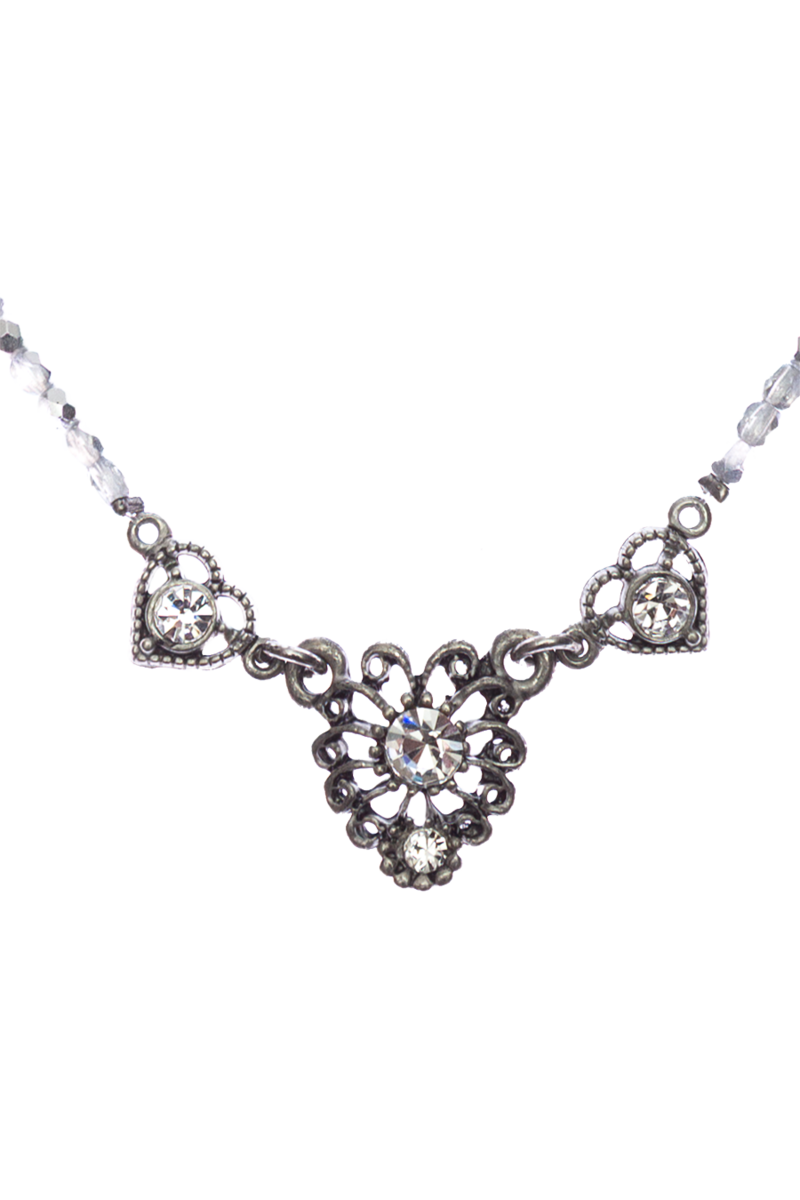 Damen Halskette mit Glasperlen und Anhnger crystal-altsilber Bild 2