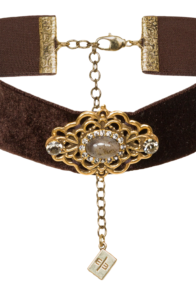 Damen Kropfband Samt mit Ornamentelement altgold Bild 2