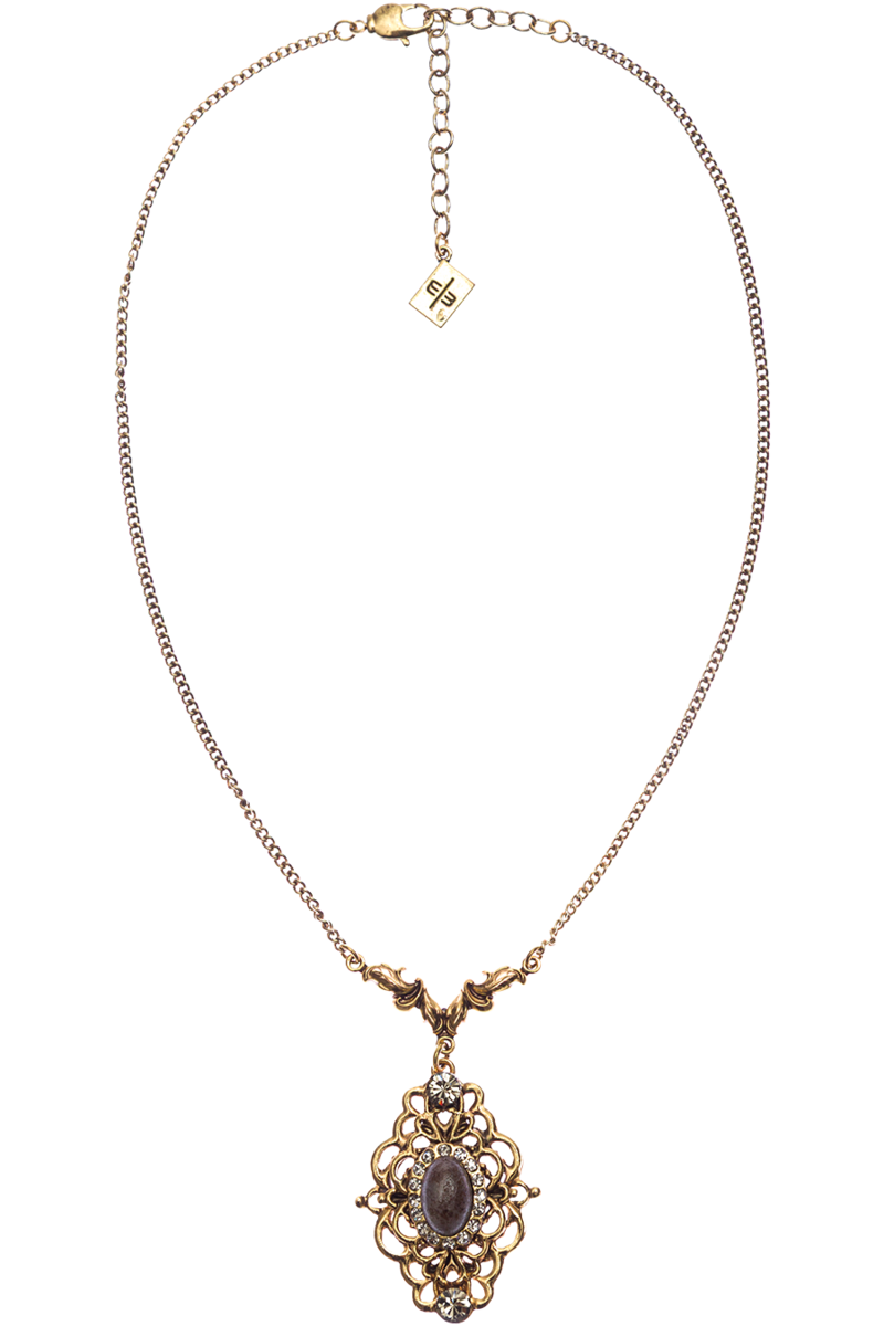 Damen Halskette mit Ornamentanhnger altgold