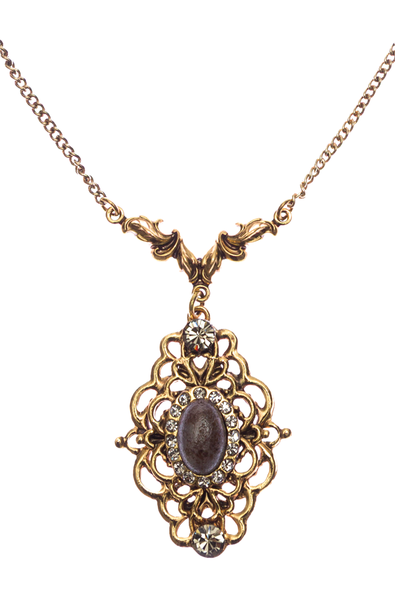 Damen Halskette mit Ornamentanhnger altgold Bild 2