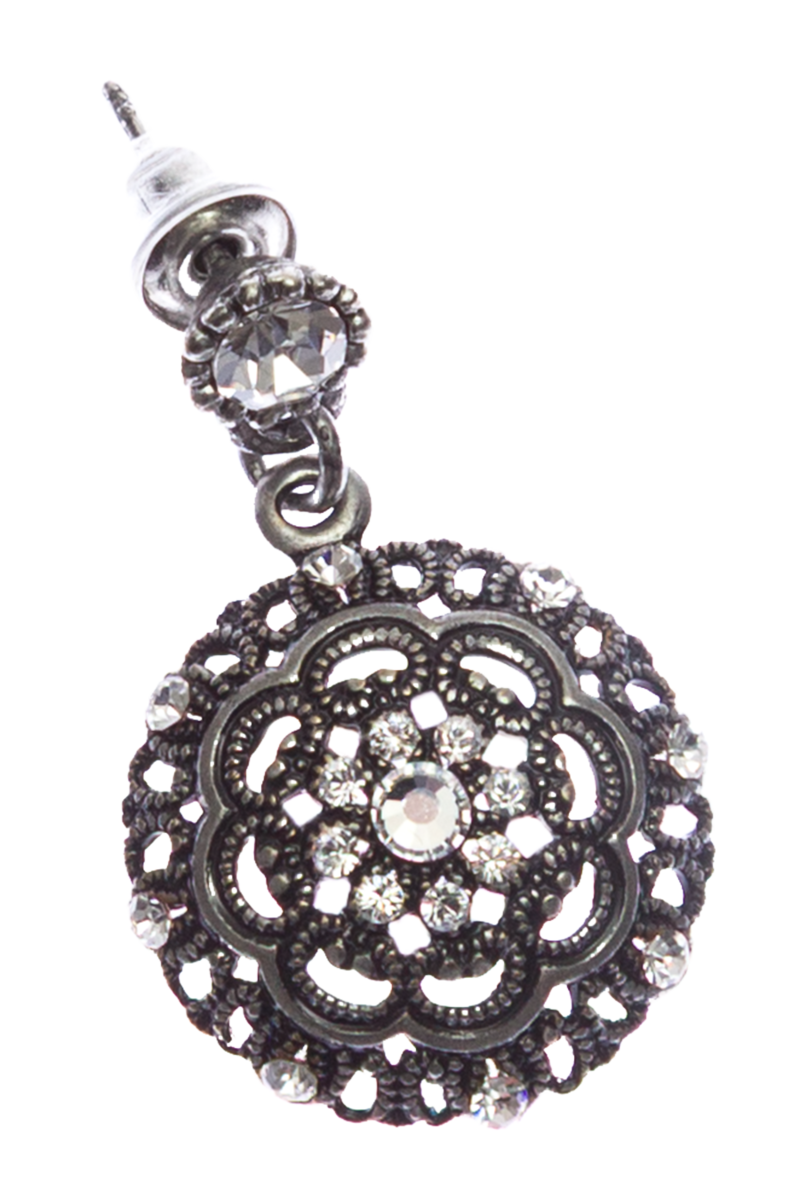Damen Ohrstecker mit floralem Ornamentanhnger cryistal/altsilber Bild 2