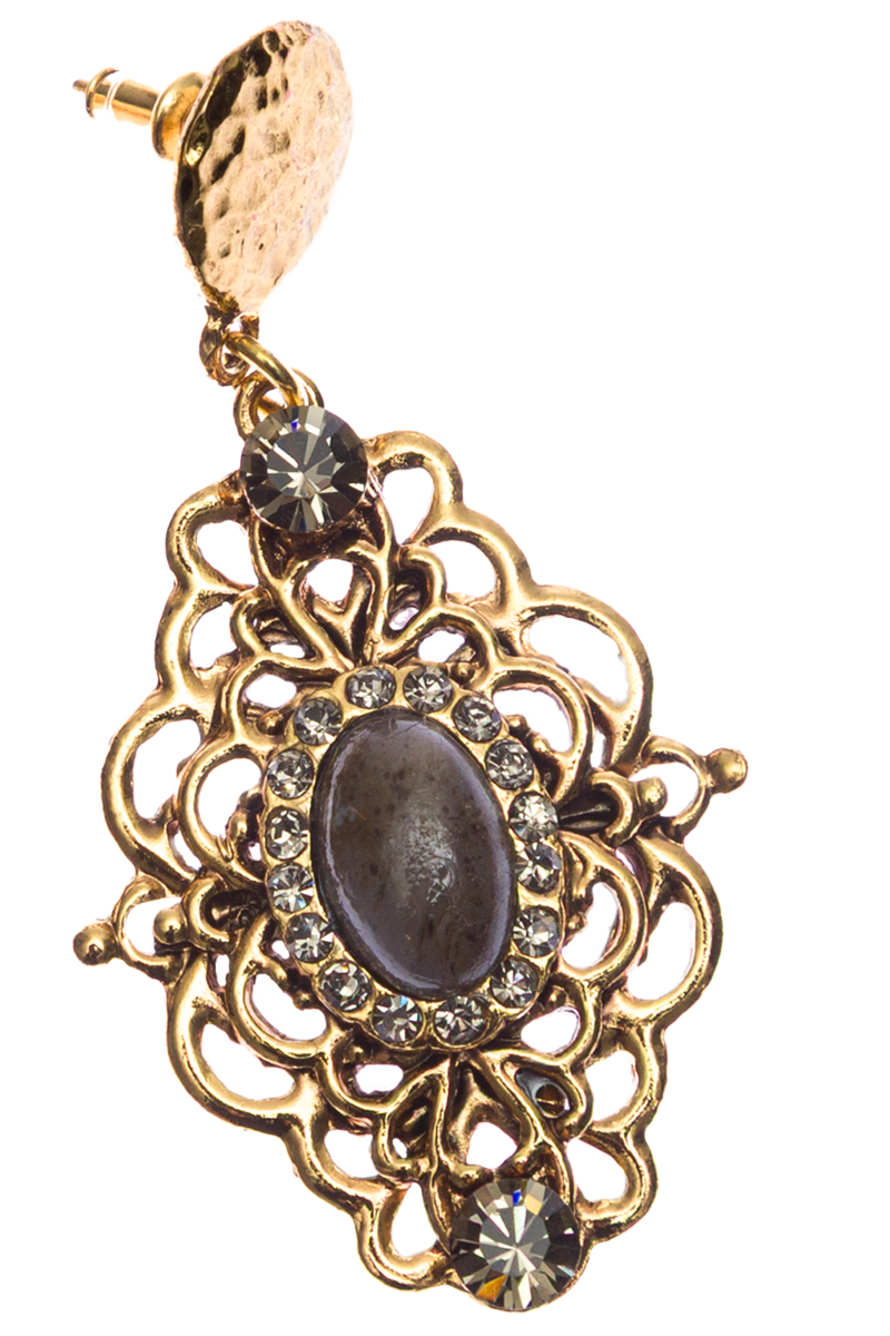 Damen Ohrringe lang in Ornamentform altgold Bild 2