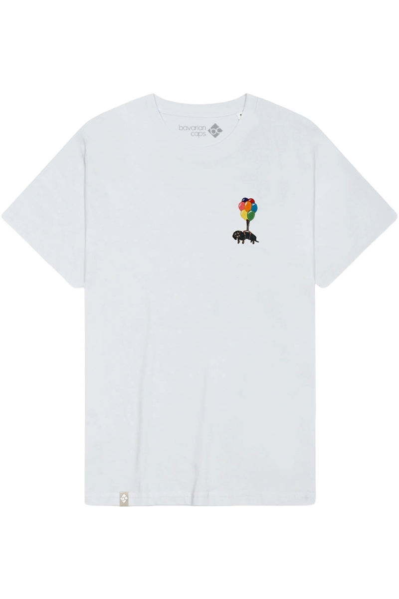 Damen T-Shirt mit Stickerei 'Dackelexpress' wei