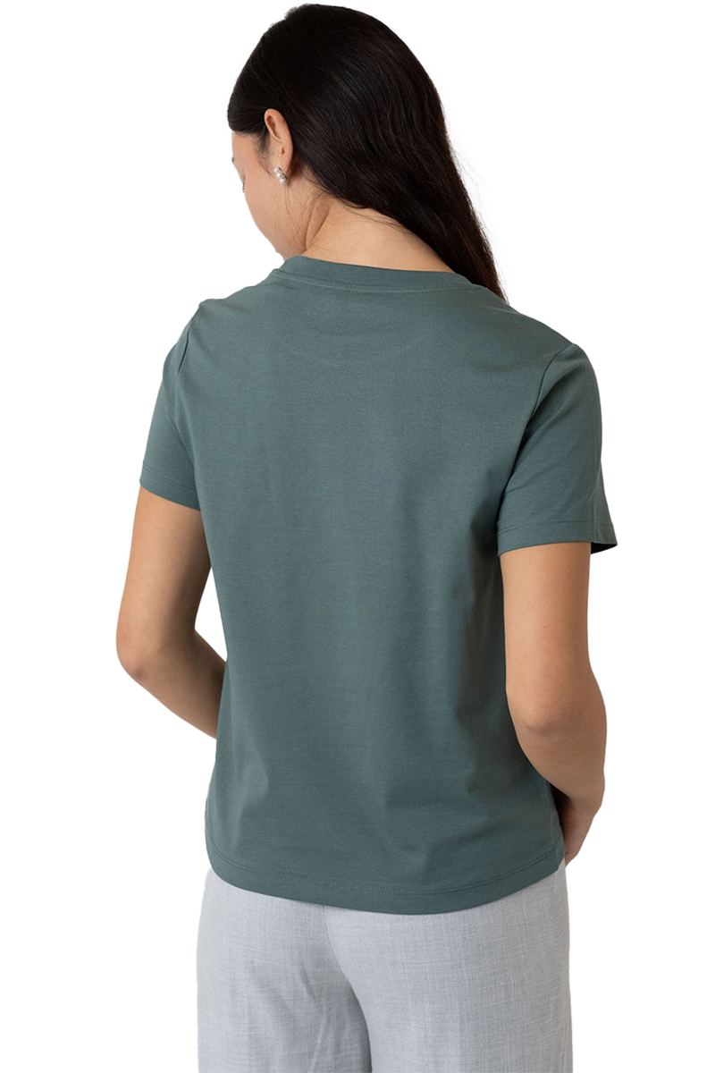 Damen T-Shirt mit Fahrraddruck 'Expresslieferdienst' dunkelgrn Bild 2