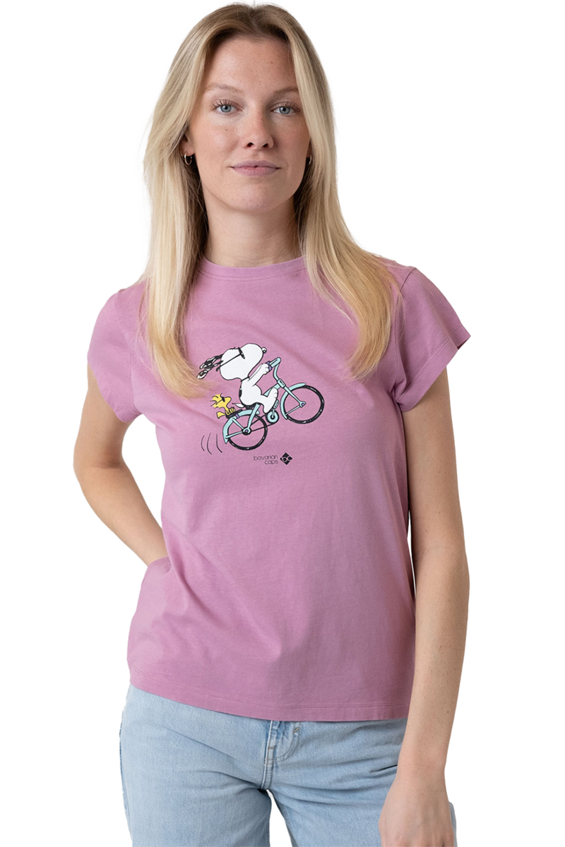 Damen T-Shirt mit Druck 'Peanuts Radln' rosa Bild 2