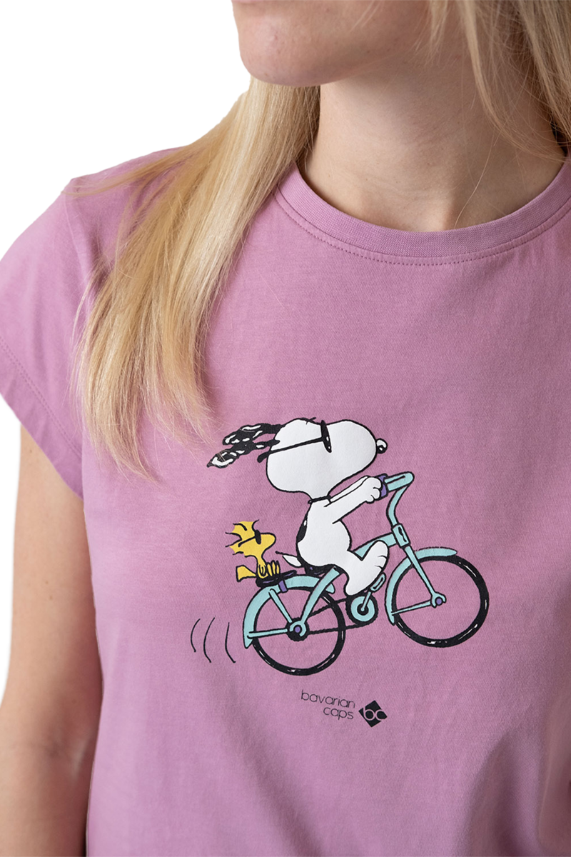 Damen T-Shirt mit Druck 'Peanuts Radln' rosa Bild 2