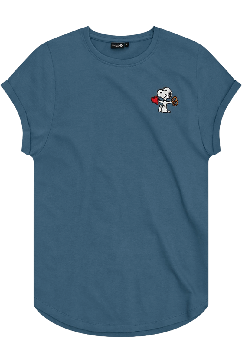 Damen T-Shirt Peanuts-Stickerei 'Peanuts Snoopy' dunkelblau