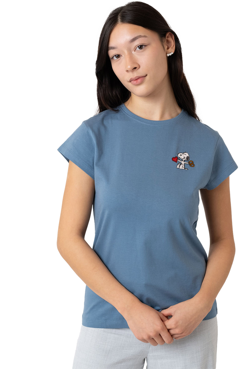 Damen T-Shirt Peanuts-Stickerei 'Peanuts Snoopy' dunkelblau Bild 2