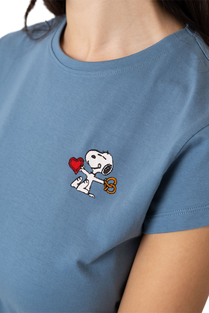 Damen T-Shirt Peanuts-Stickerei 'Peanuts Snoopy' dunkelblau Bild 2