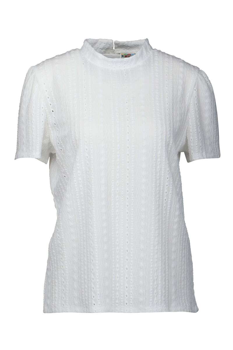 Damen Trachtenshirt mit Lochstickerei Stretch weiß