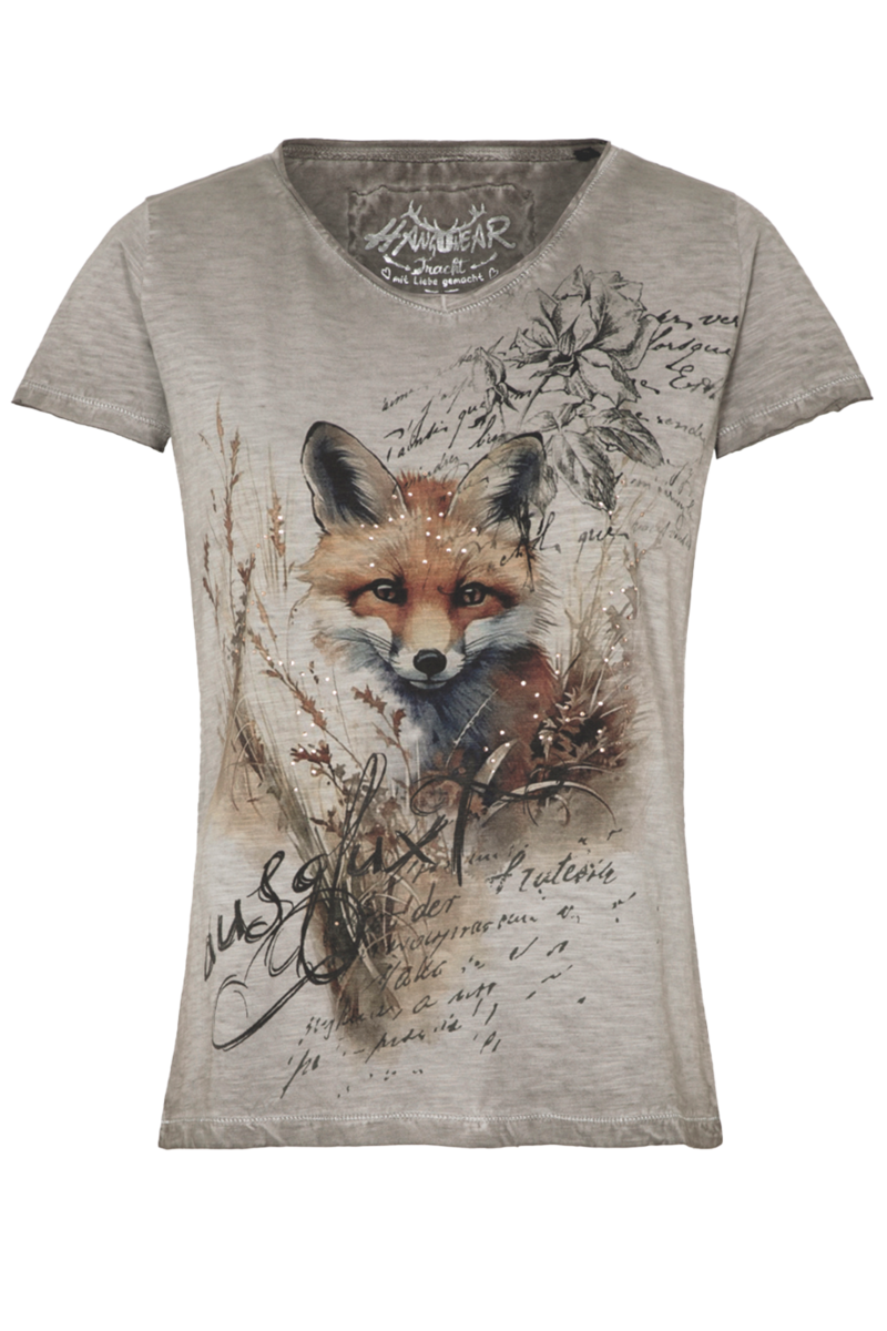 Damen Trachtenshirt 'ausgfuxt' greige