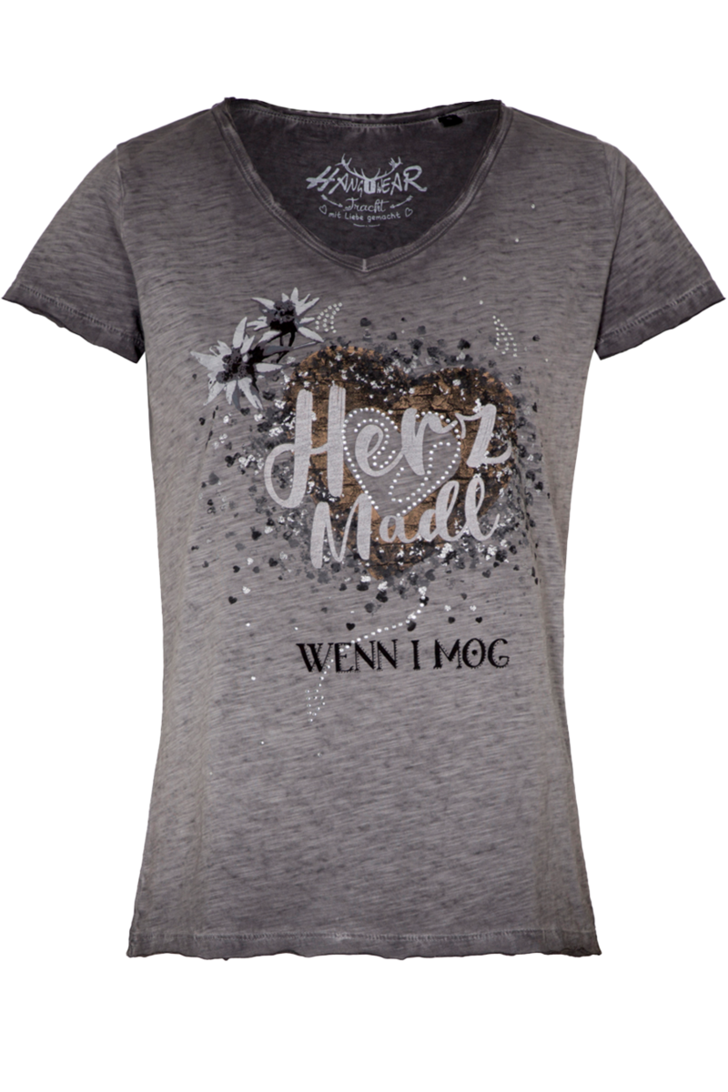 Damen T-Shirt 'Herz Madl' Bio-Baumwolle grau
