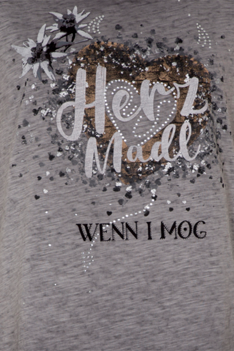 Damen T-Shirt 'Herz Madl' Bio-Baumwolle grau Bild 2