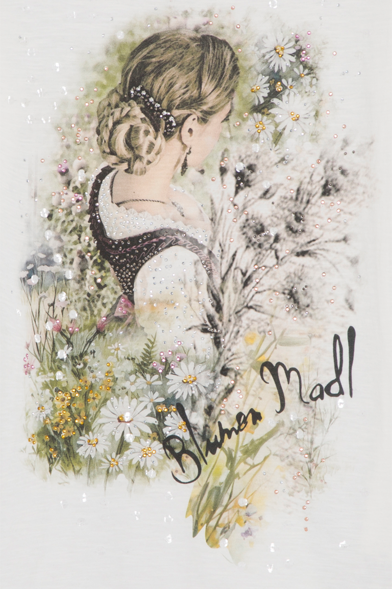 Damen T-Shirt 'Blumen Madl' aus Bio-Baumwolle offwhite Bild 2