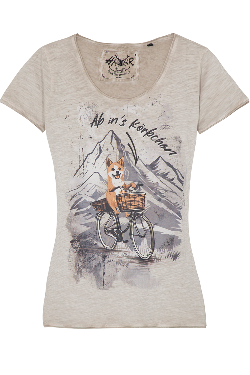Damen T-Shirt 'Ab in's Krbchen' hellgrau