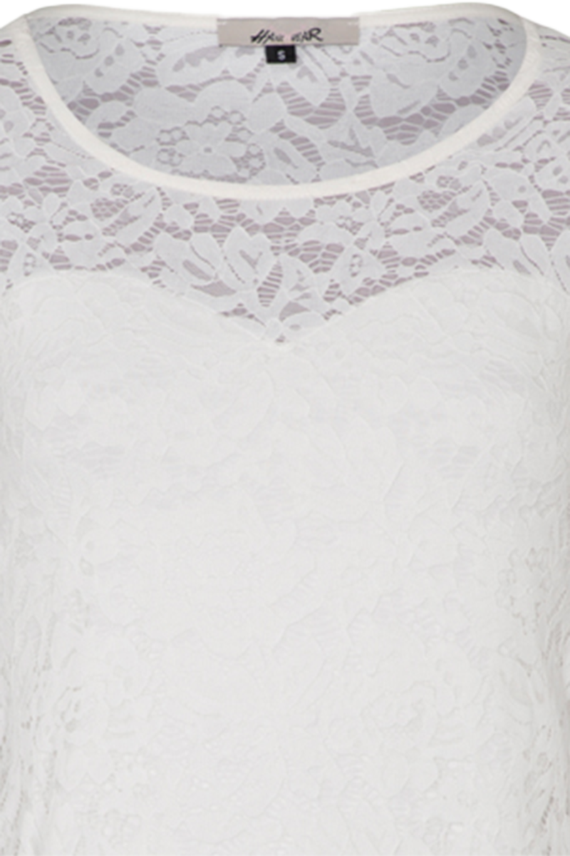 Damen Spitzenshirt mit 3/4-Arm elastisch offwhite Bild 2