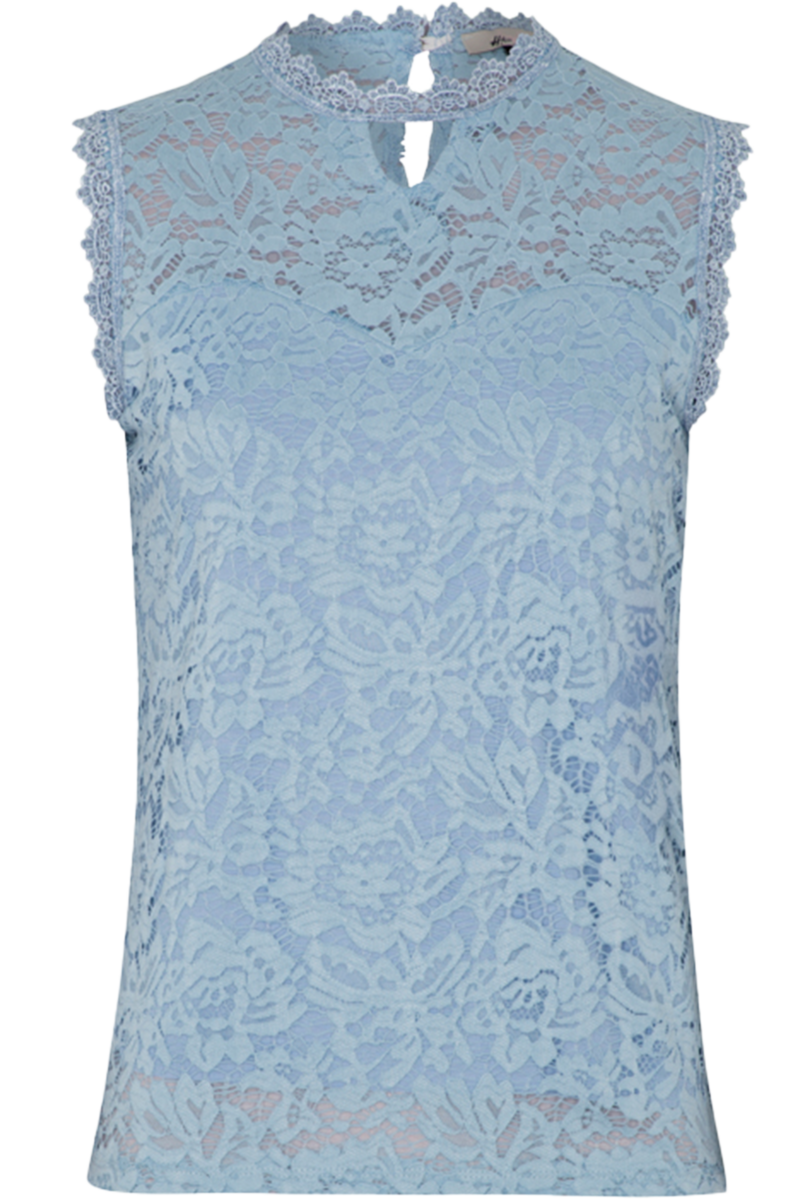 Damen Spitzen-Trachtenshirt rmellos hellblau