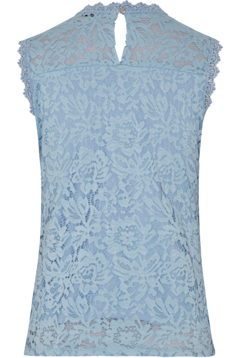 Damen Spitzen-Trachtenshirt rmellos hellblau Bild 2