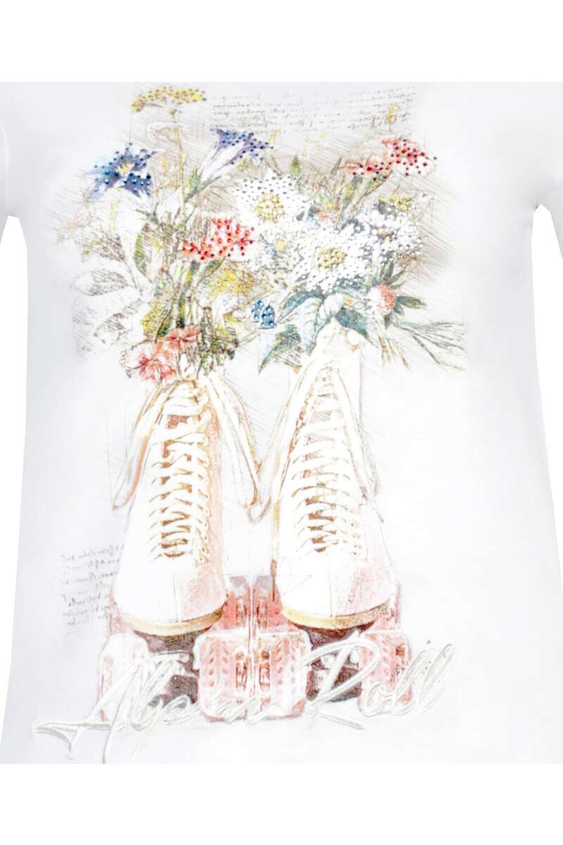 Damen T-Shirt mit Blumenmotiv weiß Bild 2