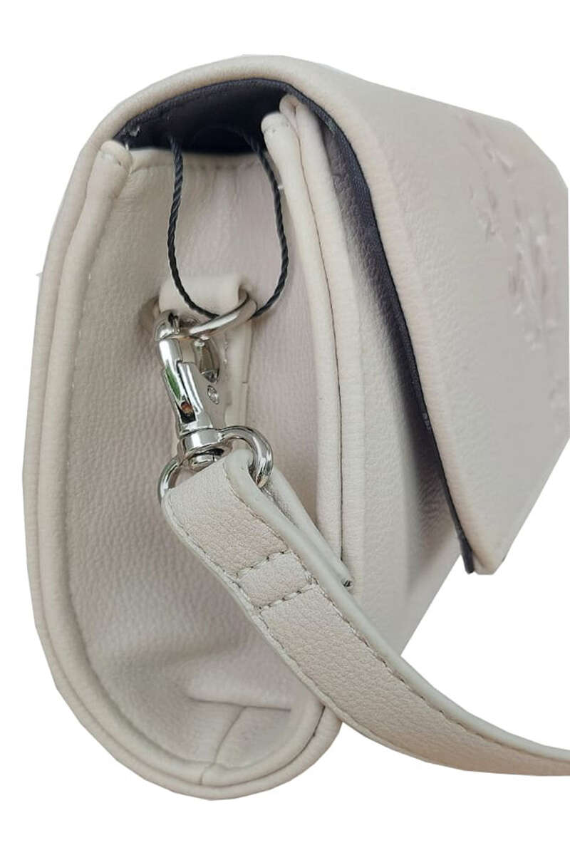 Damen Handtasche Glattleder-Optik Stickerei beige Bild 2