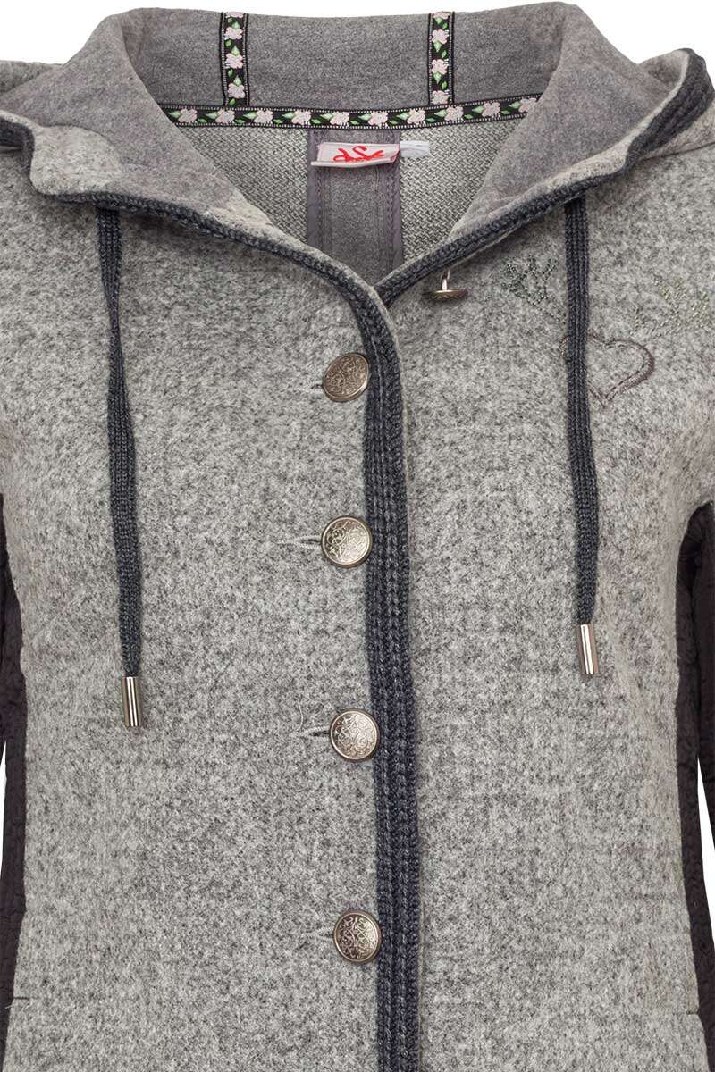 Damen Steppjacke mit Kapuze grau schwarz Bild 2