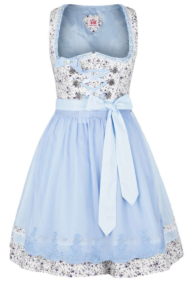 Dirndl mini Blumenmuster hellblau