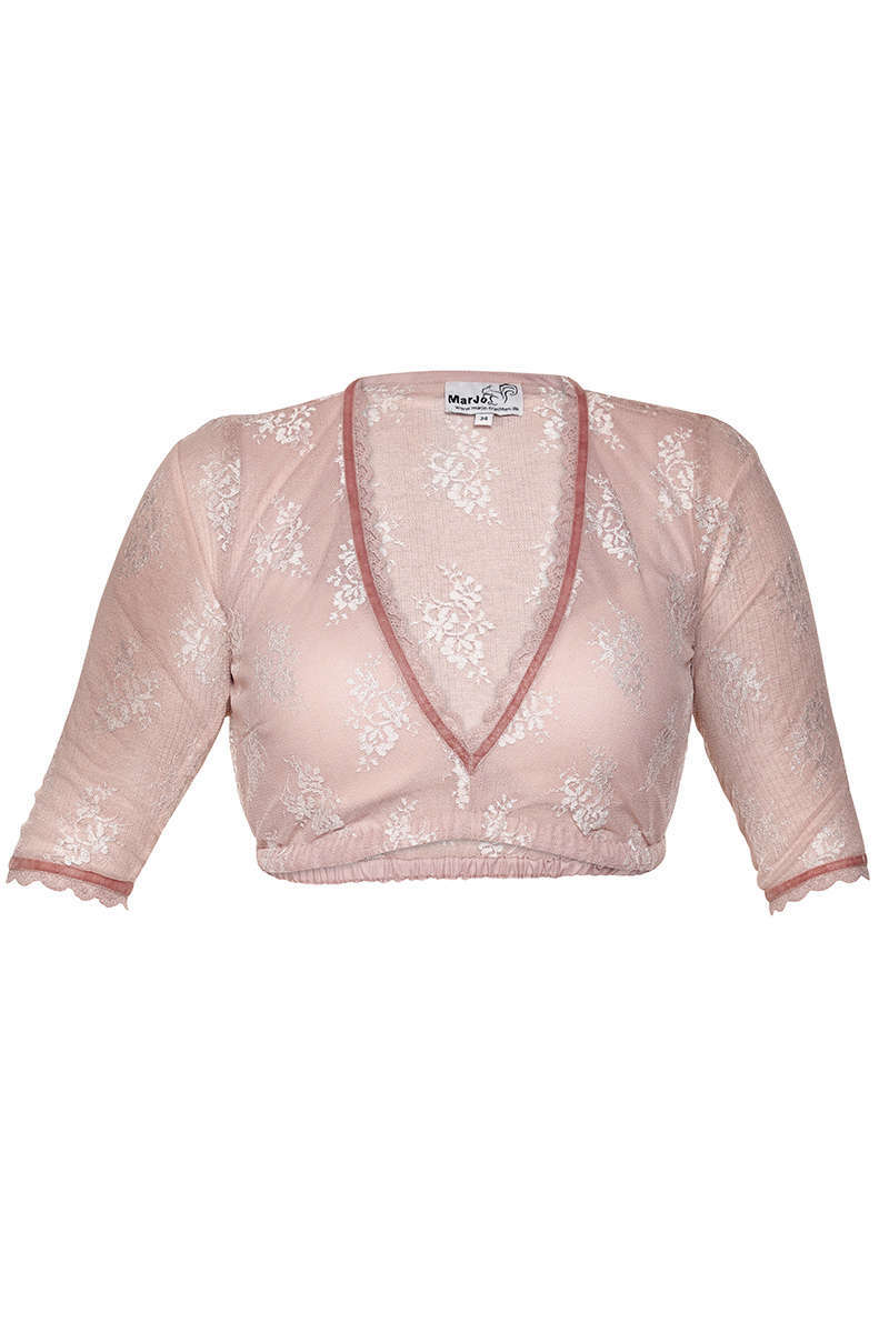 Spitzen-Dirndl Bluse mit V-Ausschnitt rosa blush