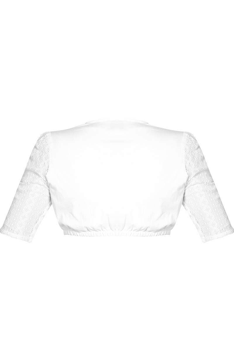 Dirndl-Bluse hochgeschlossen halbarm weiß Bild 2