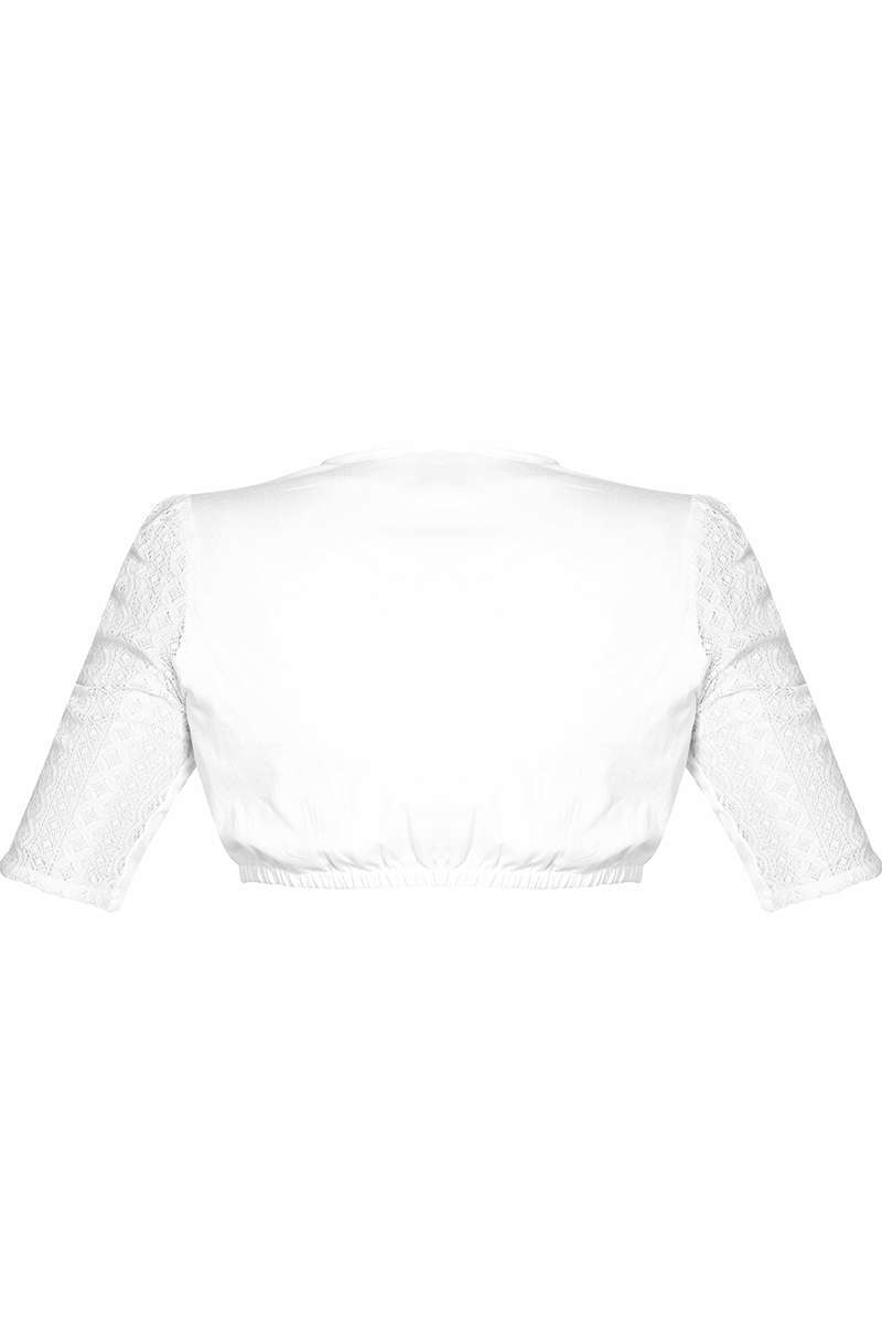 Dirndl-Bluse hochgeschlossen halbarm wei Bild 2