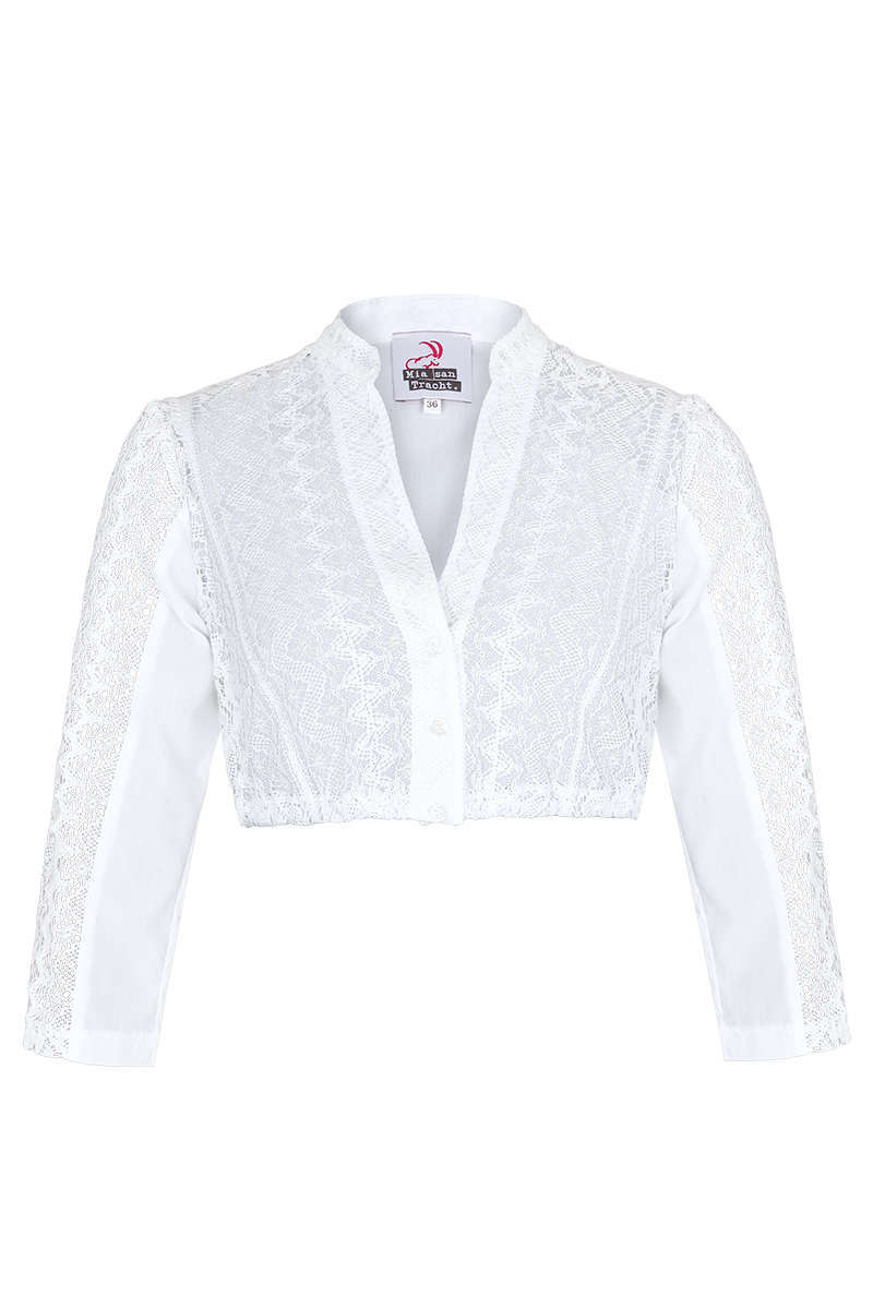 Dirndlbluse mit V-Ausschnitt dreiviertelarm weiss