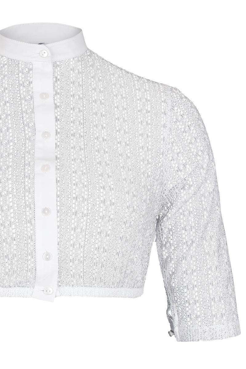 Dirndl-Bluse hochgeschlossen halbarm weiß Bild 2